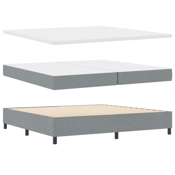 vidaXL Lit &agrave; ressorts avec matelas Gris clair 200 x 200 cm tissu