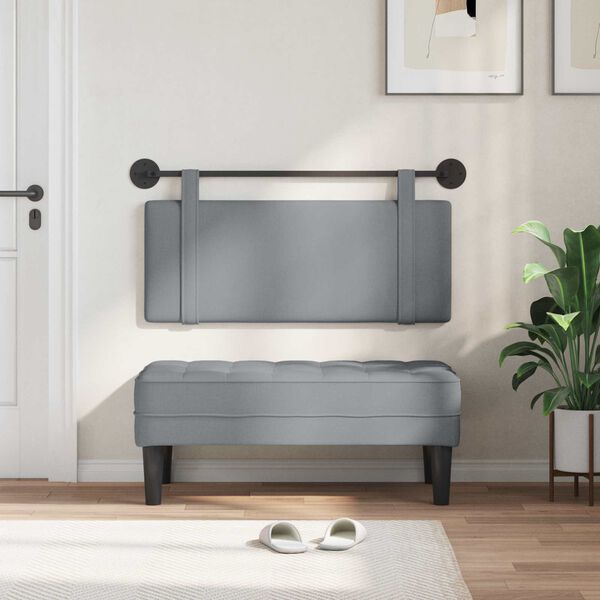 vidaXL T&ecirc;te de lit suspendue Uni Gris clair 110 x 55 x 5 cm tissu