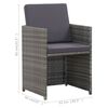vidaXL Ensemble de salle &agrave; manger d'ext&eacute;rieur et coussins 17 pcs Gris