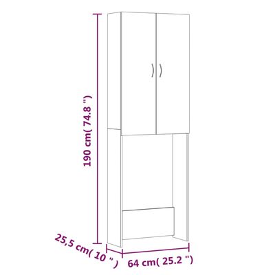 Meuble de salle de bain - Gris brillant 64x25,5x190 cm - Rangement