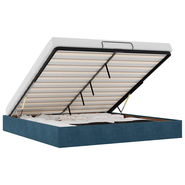 VidaXL Cadre de lit ottoman sans matelas bleu fonc&eacute; 160x200 cm velours