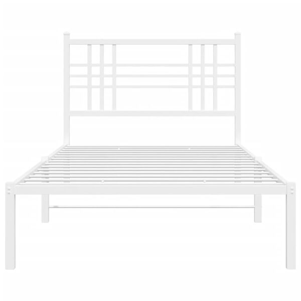 vidaXL Cadre de lit métal sans matelas avec tête de lit blanc 90x190cm