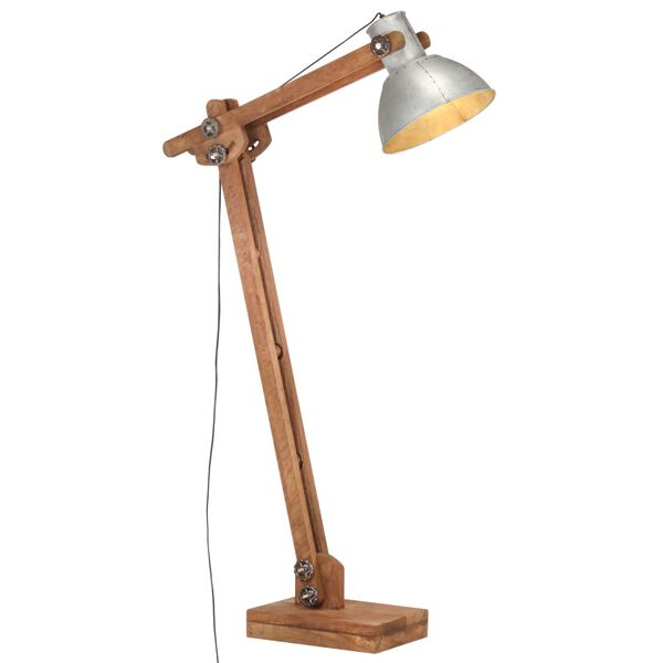 vidaXL Lampadaire Argenté Bois de manguier massif E27