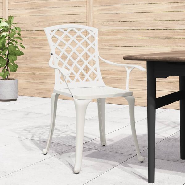 vidaXL Chaises de jardin lot de 6 fonte d'aluminium blanc