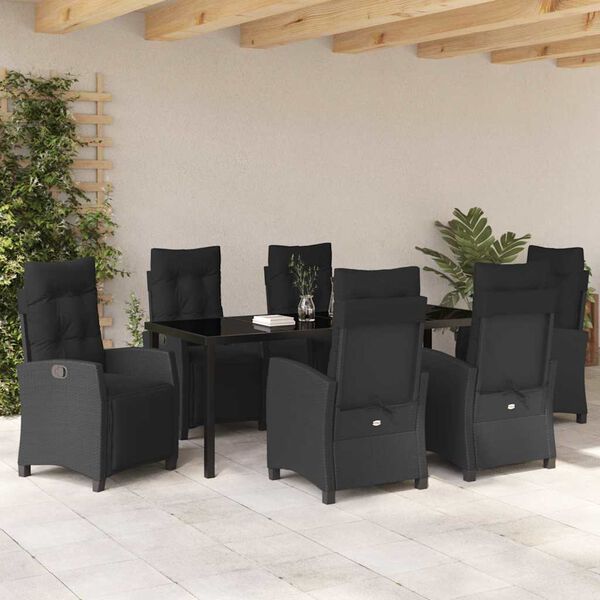 vidaXL Ensemble de salle &agrave; manger pour jardin 7 pcs Noir polyrotin