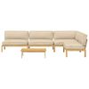 vidaXL Ensemble de Canap&eacute;s Uni 5 pcs Beige Bois d'Acacia Massif