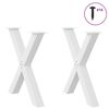 vidaXL Pieds de table &agrave; manger en forme de X, 2 pi&egrave;ces, blanc, 70 x (72-73) cm, acier