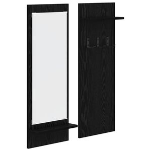 vidaXL Porte-manteau mural avec &eacute;tag&egrave;re Ch&ecirc;ne noir 70 x 10 x 90 cm