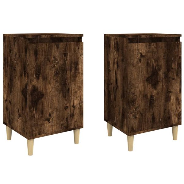 vidaXL Tables de chevet 2 pcs ch&ecirc;ne fum&eacute; 40x35x70 cm bois d'ing&eacute;nierie