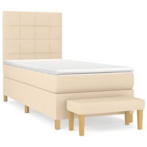 vidaXL Sommier &agrave; lattes de lit et matelas Cr&egrave;me 90x190 cm Tissu