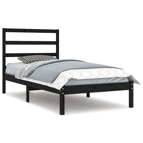 vidaXL Cadre de lit sans matelas noir 100x200 cm bois massif de pin