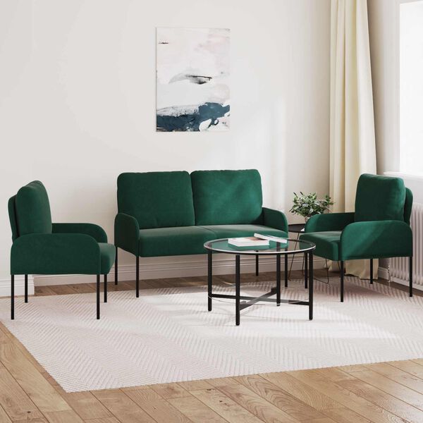vidaXL Ensembles de canap&eacute;s 3 pcs Vert fonc&eacute; 115 x 56 x 80 cm