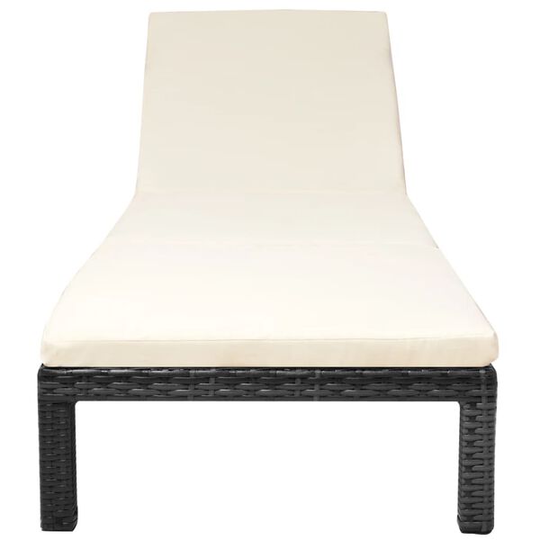 vidaXL Chaise longue avec coussin R&eacute;sine tress&eacute;e Noir