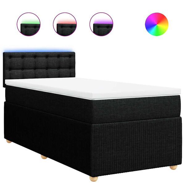 vidaXL Sommier &agrave; lattes de lit avec matelas Noir 90x190 cm Tissu