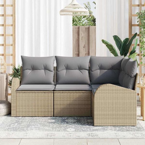 vidaXL Ensemble de canap&eacute; de jardin 4 pcs Beige et Gris clair