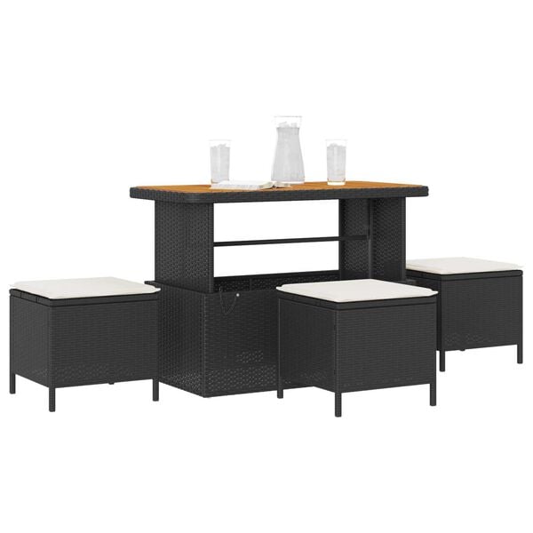 vidaXL Ensemble de salle à manger pour jardin Noir Poly rotin