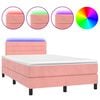vidaXL Sommier &agrave; lattes de lit et matelas LED rose 120x190 cm velours