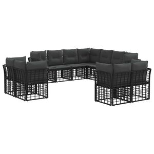 vidaXL Ensemble de canap&eacute;s d'ext&eacute;rieur 11 pcs Noir et Gris fonc&eacute;