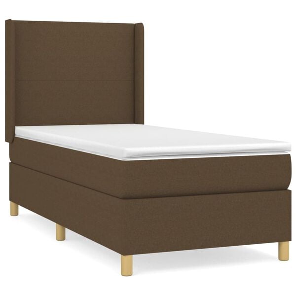 vidaXL Sommier &agrave; lattes de lit avec matelas Marron fonc&eacute; 90x200 cm