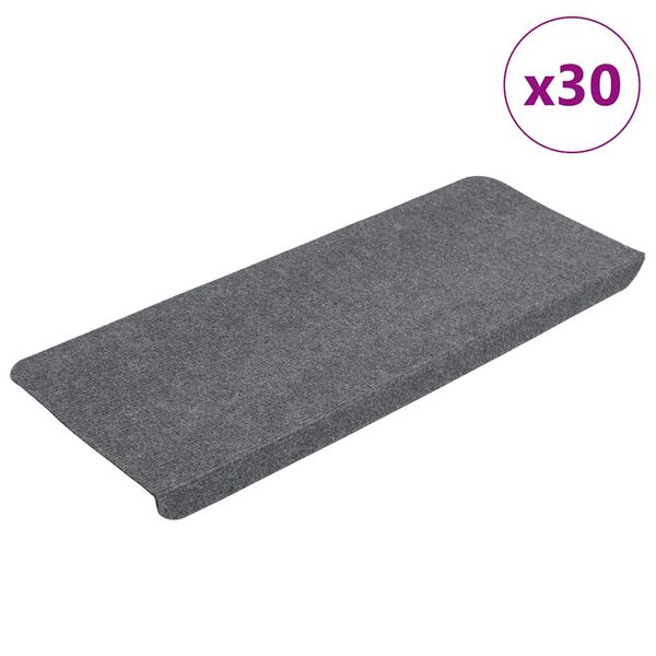 vidaXL Tapis d'escalier auto-adh&eacute;sifs 30 pcs gris 65x24,5x3,5 cm