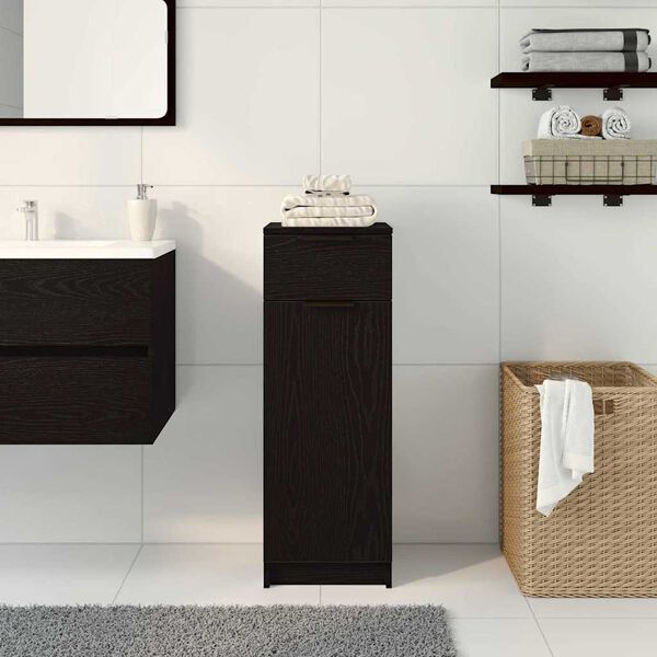 vidaXL Cabinet de salle de bain avec tiroir Ch&ecirc;ne noir 32 x 34 x 90 cm