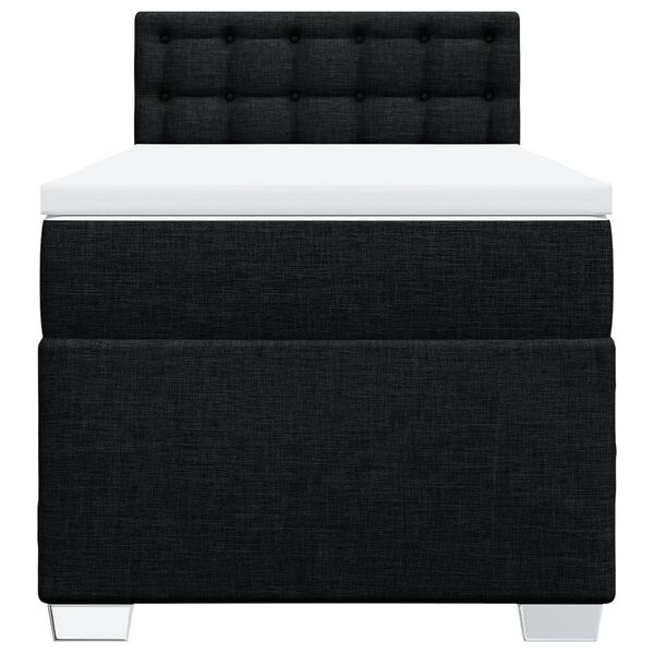 vidaXL Sommier &agrave; lattes de lit avec matelas Noir 90x190 cm Tissu