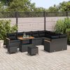vidaXL Ensemble de canap&eacute; de jardin 12 pcs Noir Poly Rattan