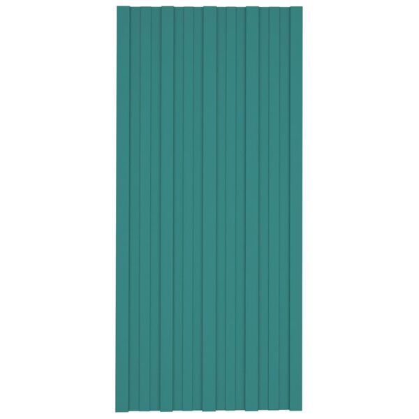 vidaXL Panneaux de toiture 12 pcs Acier galvanis&eacute; Vert 100x45 cm