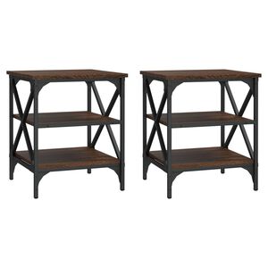 vidaXL Tables d'appoint 2 pcs Ch&ecirc;ne marron 40x42x50 cm Bois ing&eacute;nierie