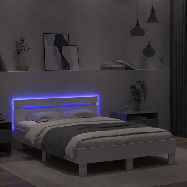 vidaXL Cadre de lit avec LED sans matelas blanc 120x190 cm