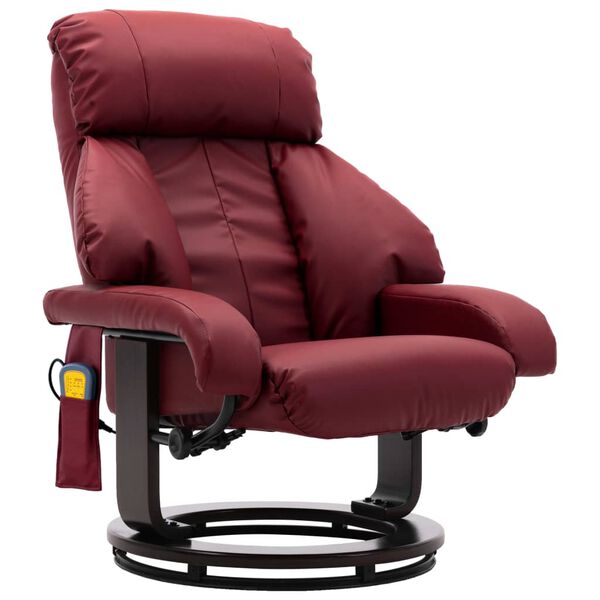 vidaXL Fauteuil de massage TV inclinable rouge bordeaux similicuir