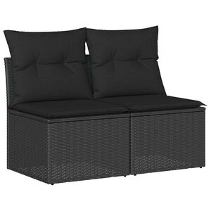 vidaXL Salon de jardin avec coussins 2 pcs noir r&eacute;sine tress&eacute;e acacia