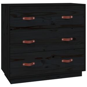 vidaXL Buffet Noir 80x40x75 cm Bois massif de pin