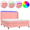 vidaXL Sommier &agrave; lattes de lit matelas et LED Rose 160x200 cm Velours