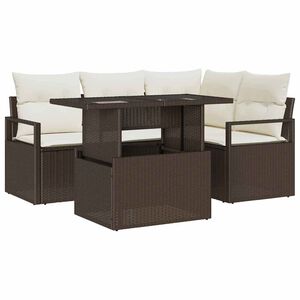 vidaXL Ensemble de canap&eacute; de jardin 5 pcs Marron Poly rotin