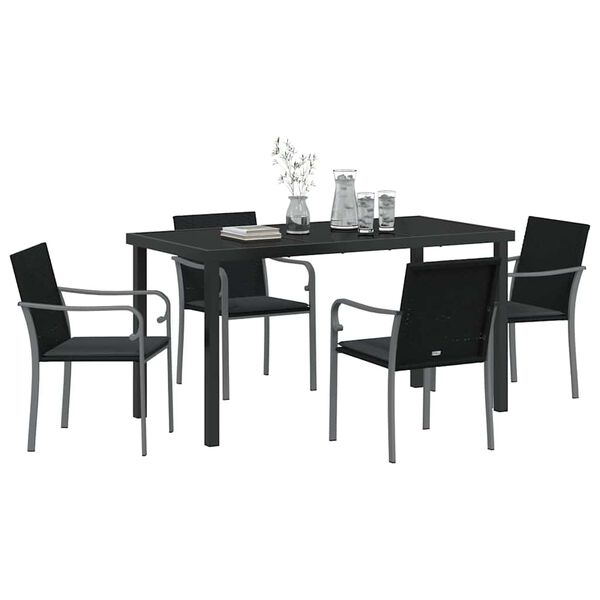 vidaXL Ensemble de salle à manger pour jardin 5 pcs Noir et gris
