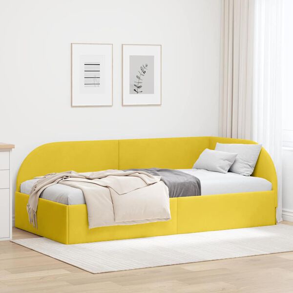 vidaXL Cadre de lit d'angle avec t&ecirc;te de lit Jaune 90 cm x 200 cm