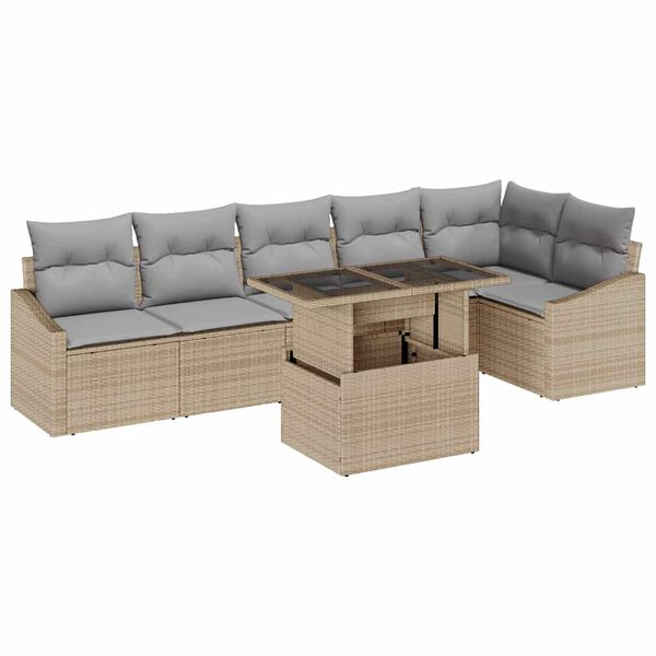 vidaXL Ensemble de canap&eacute; de jardin 7 pcs beige et gris clair