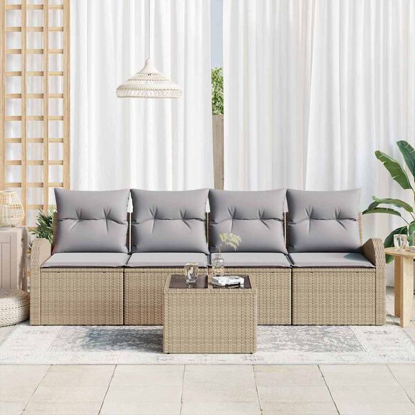 vidaXL Ensemble de canap&eacute; de jardin Beige 55 x 55 x 37 cm polyrotin