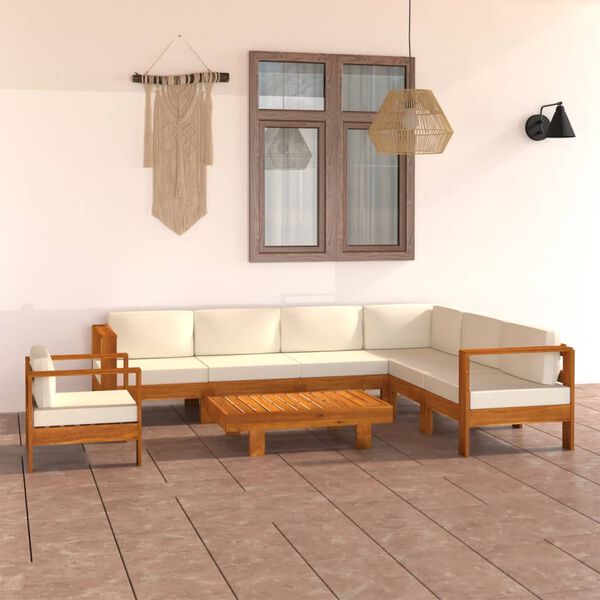 vidaXL Salon de jardin 8 pièces avec coussins 100 x 60 cm Bois d'acacia