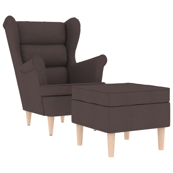 vidaXL Fauteuil avec repose-pied Marron fonc&eacute; Tissu