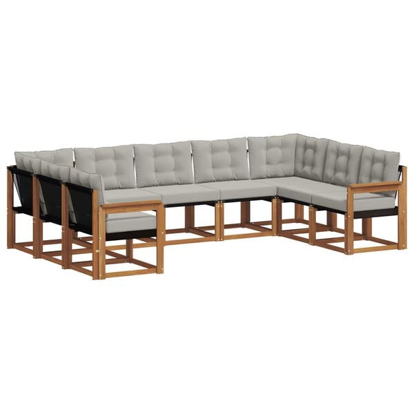 vidaXL Ensemble de canap&eacute;s d'ext&eacute;rieur 9 pcs Gris Naturel et Clair