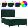 vidaXL Sommier &agrave; lattes de lit matelas et LED Vert fonc&eacute; 140x190 cm