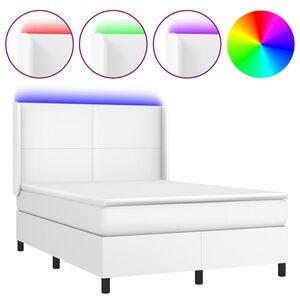 vidaXL Sommier &agrave; lattes de lit matelas LED Blanc 140x200 cm Similicuir