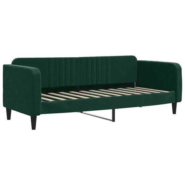 vidaXL Lit de jour avec gigogne et matelas vert fonc&eacute; 80x200cm velours