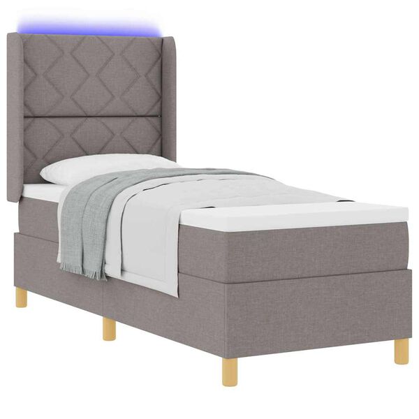 vidaXL Lit &agrave; ressorts avec matelas Taupe 140 x 200 cm tissu