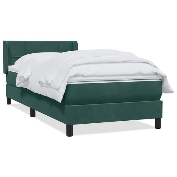 vidaXL Sommier &agrave; lattes de lit et matelas vert fonc&eacute; 80x220 cm velours
