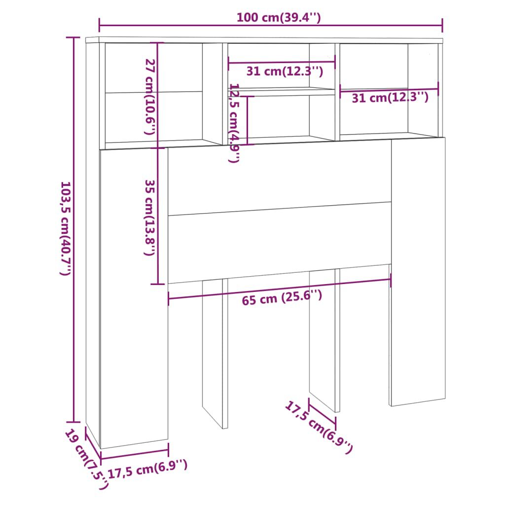 DJEKA tête de lit avec Rangement 160 Tete de lit 160 cm Bois têtes de lit pour Adulte-Chêne sonoma-160x19x103,5 cm