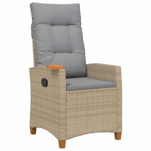 vidaXL Chaise inclinable avec plateau &agrave; th&eacute; 62 x 64 x 112 cm polyrotin