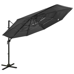 vidaXL Parasol de jardin &agrave; 4 niveaux avec m&acirc;t en aluminium anthracite